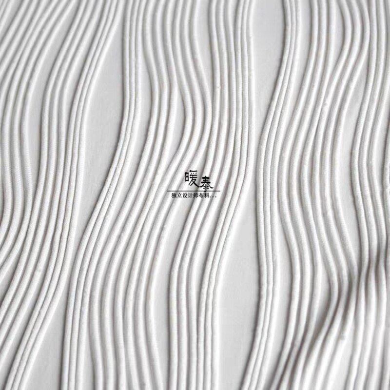 Geplooide Stof Witte Lijn Textuur Elastische 3d Strepen Textuur Diy Broek Patchwork Bazin Riche Jurk High-End Stof