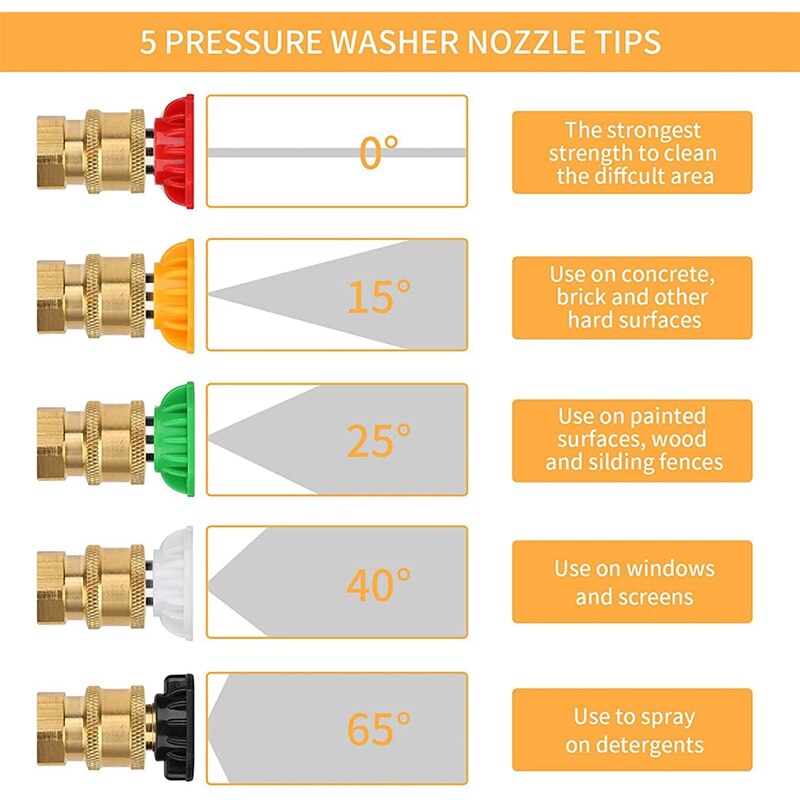 Schuim Kanon Spray Hogedrukreiniger Accessoires 3000 Psi Hogedrukreiniger Kanon Met Nozzle Tips Quick Connector