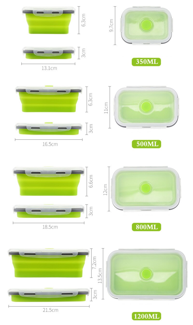 1pc Collapsible Silicone Food Lunch Box Dinnerware Foldable Fruit Salad Storage Food Box Container Tableware BPA Free