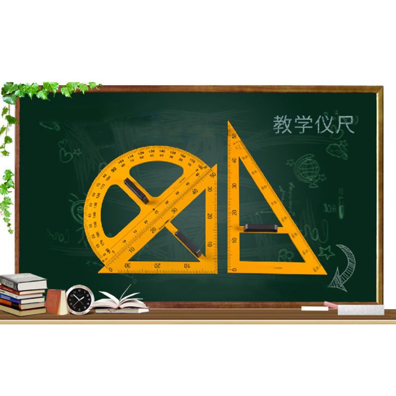 Multifunction Teaching Ruler Set 2 Triangle + 1 Protractor Measurement Ruler Tools School Supplies C26