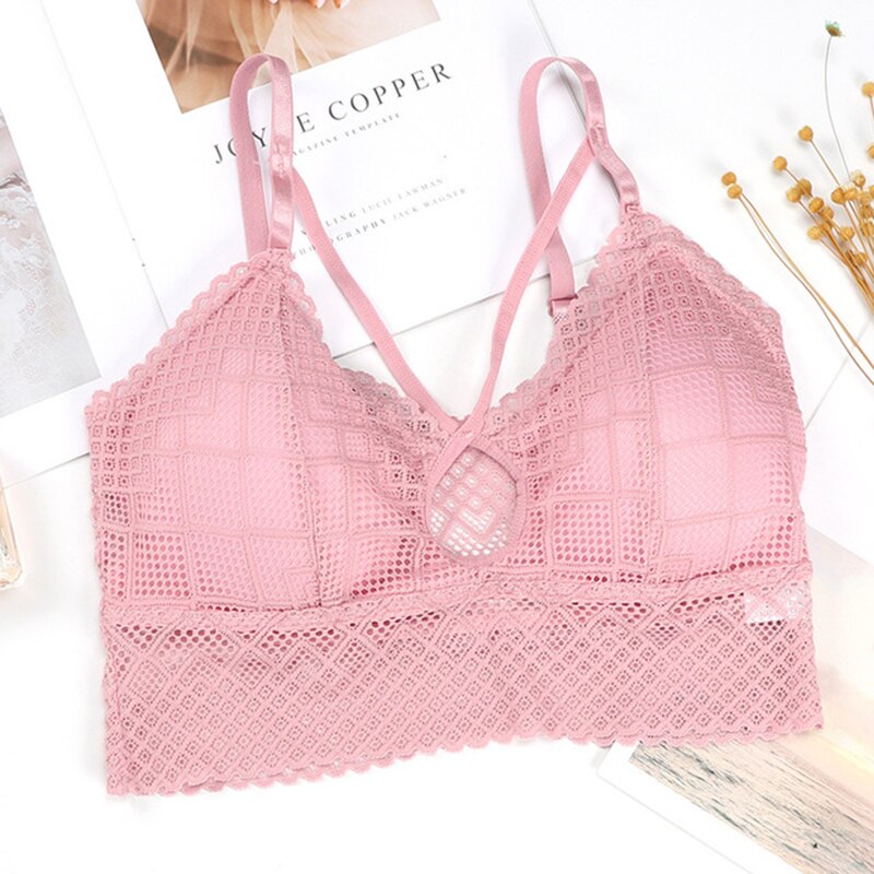 Sujetador deportivo para mujer, Tops cortos a prueba de golpes, ropa interior de encaje para mujer, chaleco de intensidad alta, acolchado para gimnasio, Yoga, sujetador de Fitness: YGH118PK