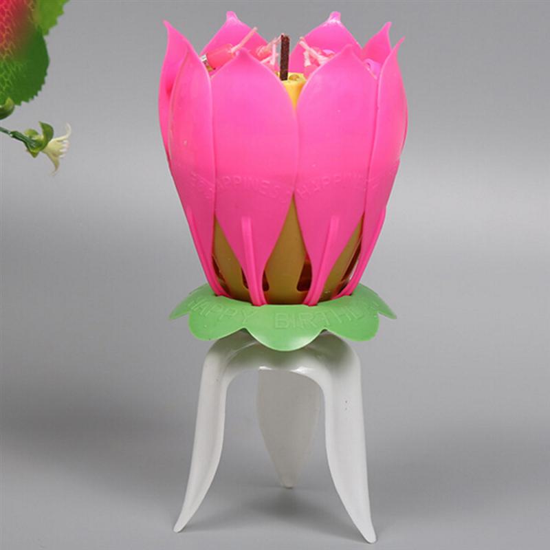 Lotus Verjaardag Kaars Met Muziek Draaiende Kaars Met Gelukkige Verjaardag Lied