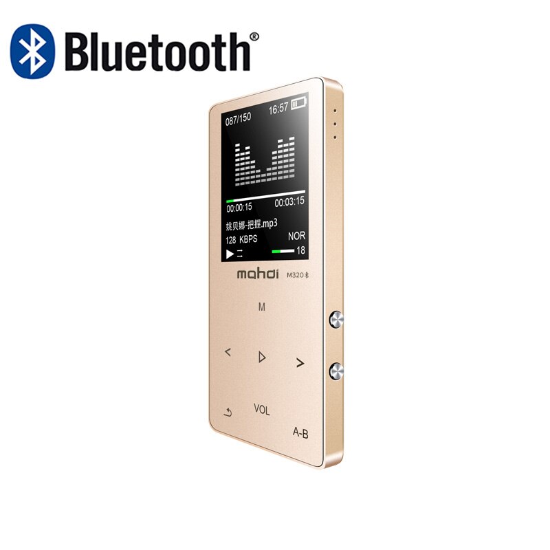 metal bluetooth mp3 player 8gb built-in speaker fm radio e-book voice recorder portable audio sport flac music Video Player: Gold / 8GB