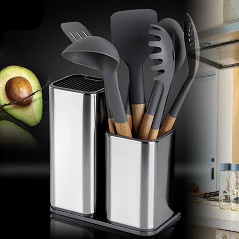 Stainless steel storage knife holder drainable knife rack size kitchen knife knife holder kitchen supplies storage bucket