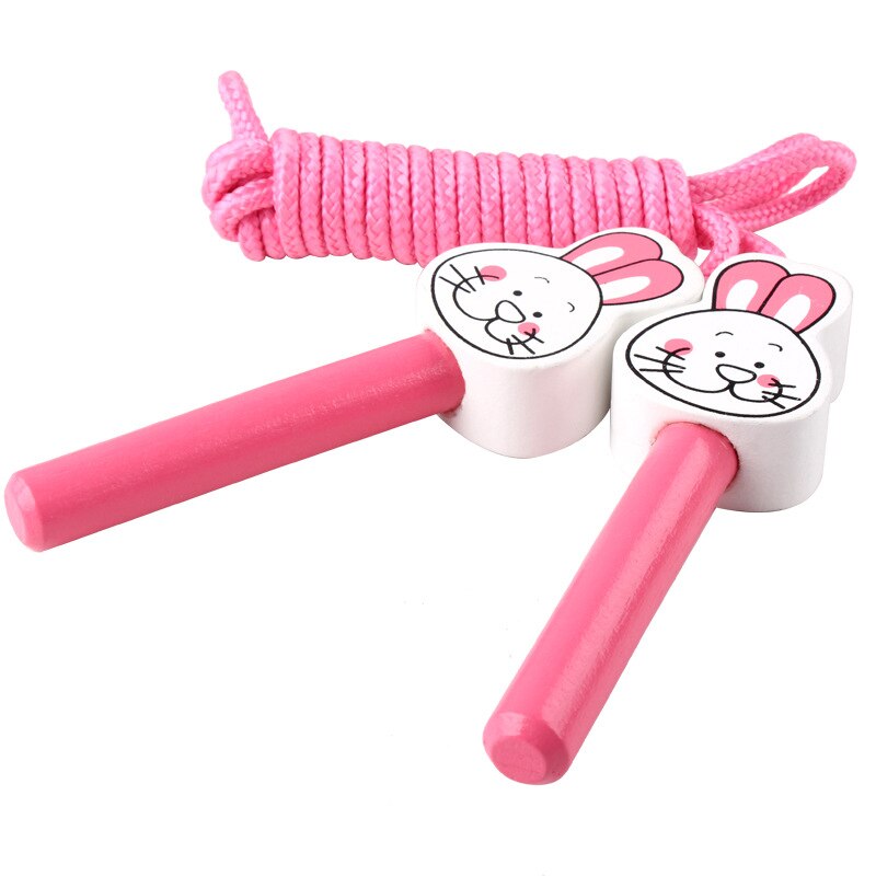 Kids Springtouwen Mooie Cartoon Springtouw Met Houten Handgrepen Gevlochten Wirwar Touw Fitness Sport Springtouwen: White Rabbit