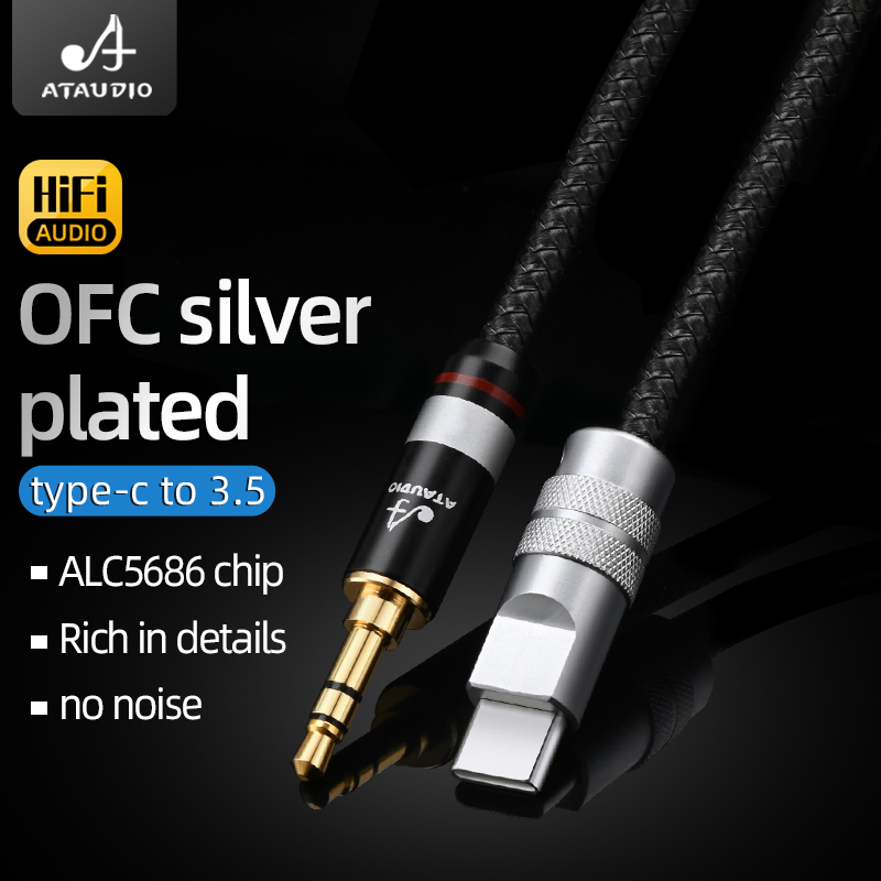 Ataudio Hifi Usb Type C Naar 3.5Mm Aux Audio Kabel Headset Speaker Headphone Jack Adapter Auto Aux