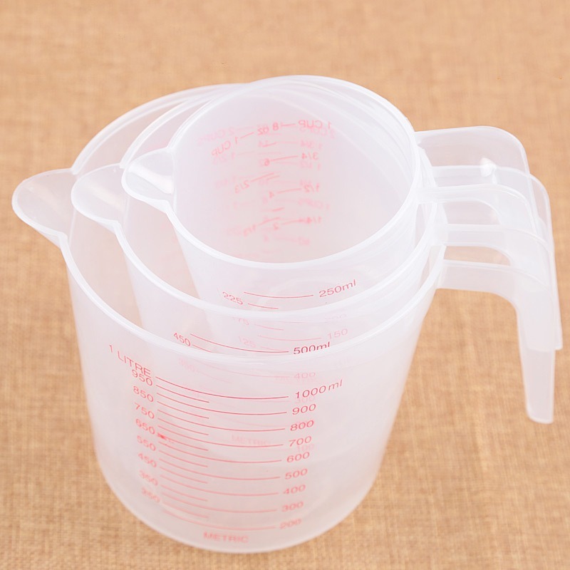 250/500/1000ML Plastic Measuring Cup Jug Pour Spout Surface Kitchen Measure Cup with Graduated for Baking Beaker Liquid Measure