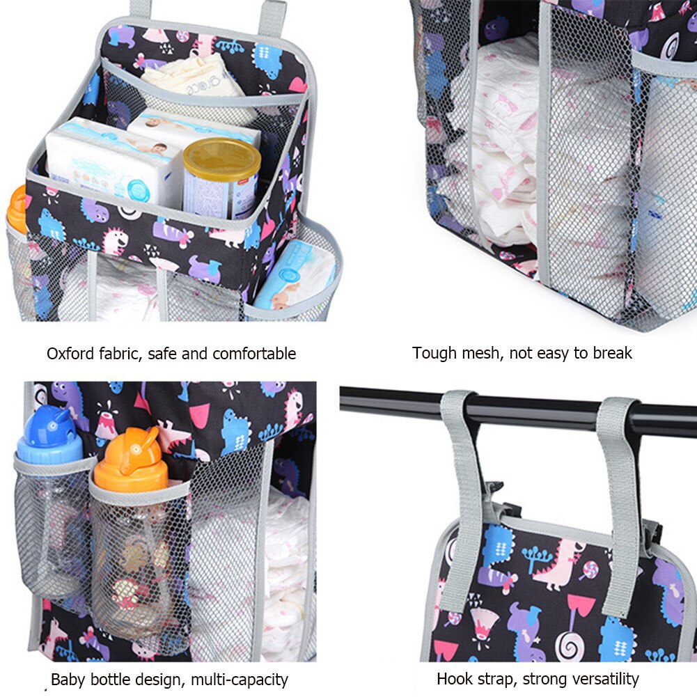 Bolsas colgantes para cama de bebé, pegatinas portátiles, bolsa de almacenamiento de pañales de cuna de gran capacidad, cesta de almacenamiento, dos modos colgantes, novedad de