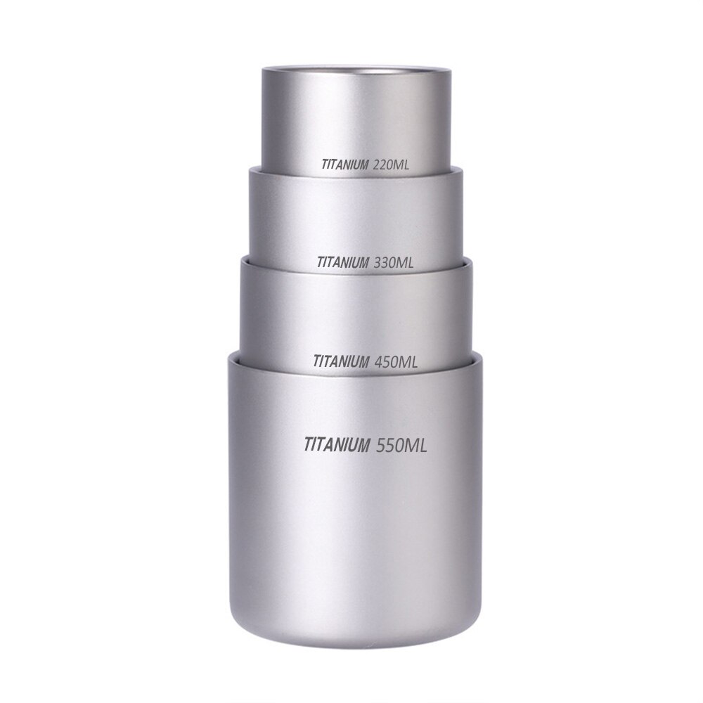 220ml/330ml/450ml/550ml Double Wall Titanium Water Cup Coffee Tea Mug for Home Office Outdoor Camping Hiking Backpacking Picnic