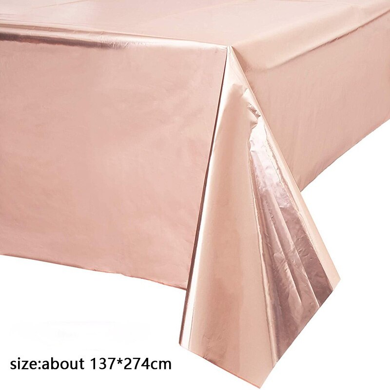 137*274Cm Plastic Rose Gold Dot Gilded Tafelkleed Verjaardag Feestartikelen Wegwerp Tafelkleed Cover Bruiloft Decoratie