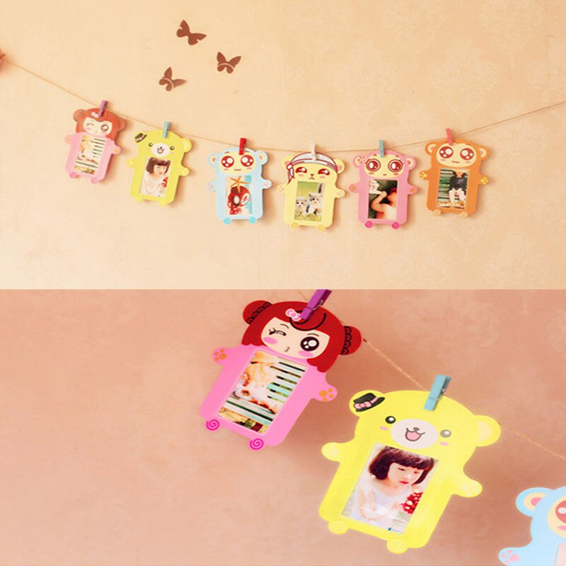 6pcs/lot Cartoon wooden small frame Wooden cartoon photo picture display children photograph Frame