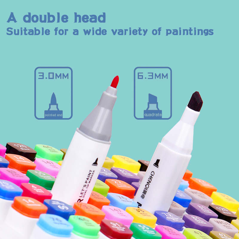 Ensemble de couleurs 12/24/36/48/60, Double tête, , ne essuyent pas, stylo de marquage, peinture artistique, outils professionnels