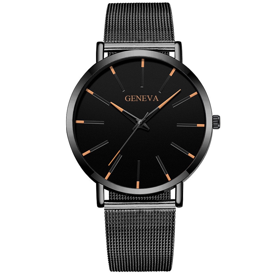 Minimalistiske herre ultra tynde ure simple herre business rustfrit stål mesh bælte kvarts ur relogio masculino