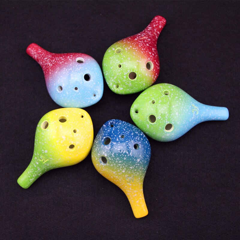 Serie de estrellas de Ocarina, 6 agujeros, 7 colores, cabeza redonda, Alto C, estilo de escritura a mano, instrumento Musical , para amantes