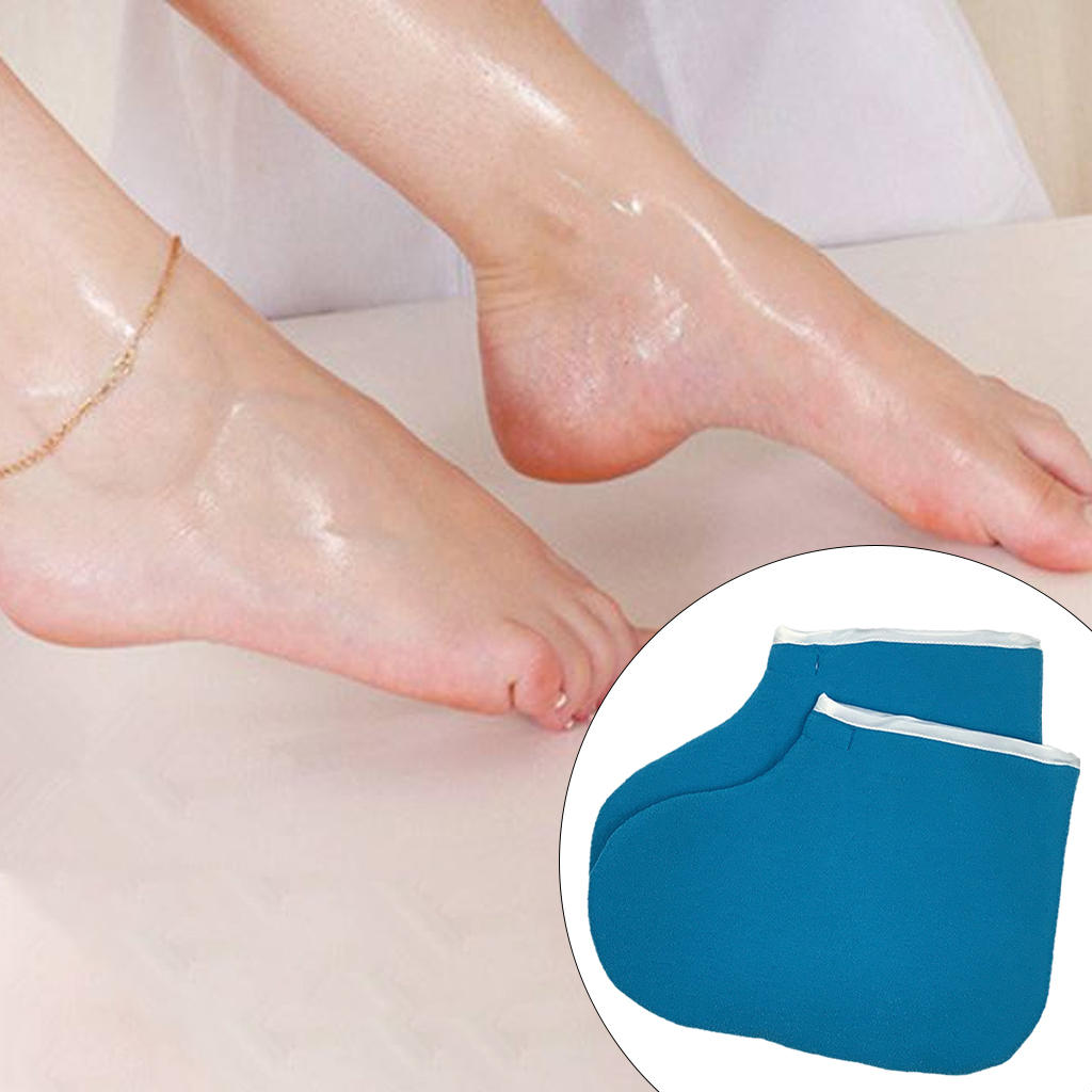 Gants de pied en cire de paraffine pour SPA, chaussons confortables en coton, soins thermiques: Blue Foot Cover