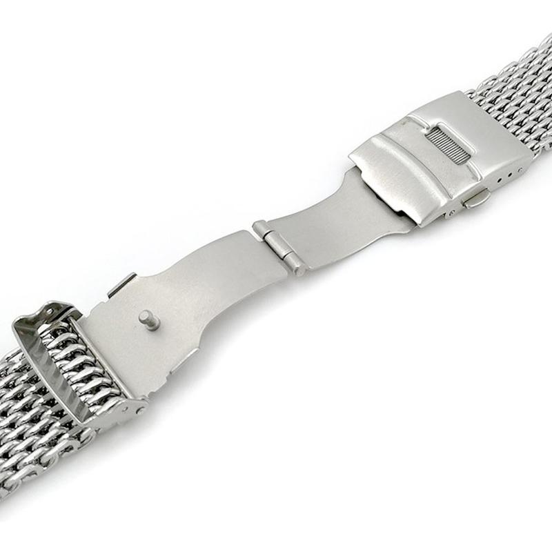 18/20/22/24mm Steel Dive Shark Mesh for Milanese Watch Bracelet Strap Band Weaving Double Snap Strap