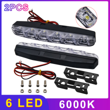 2pcs LED Car Daytime Running Lights DRL 6 LEDs DC 12V 6000K Automobile light Source Car Styling Waterproof Running Lights