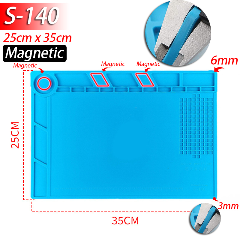 Lötstation Matte Silikon Arbeitsmatte Hitzebeständig 932 ° F Antistatische Magnetmatte für die Reparatur elektronischer Telefon-Laptop-Uhren: WHITE