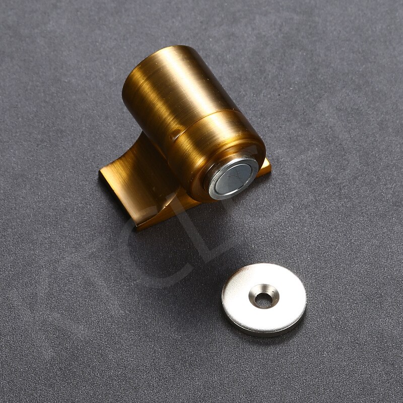 Stainless Steel Neodymium Magnet Door Stop Strong Magnetic Floor Suction Mini Door Stop Furniture Hardware: Gold