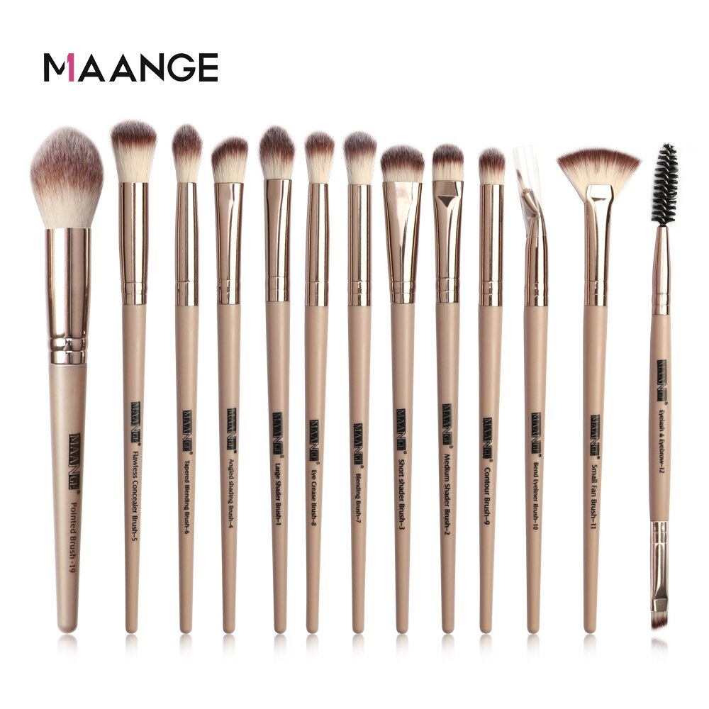 Maange 13 pçs pincéis de maquiagem conjunto profissional sombra fundação blush pó eyeliner eyelash lábio compõem escova cosméticos ferramenta: 13pcs Skin