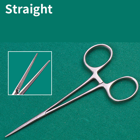 Microvascular hemostatic forceps double eyelid forceps fine stainless steel curved gold handle straight fat hemostatic: Red