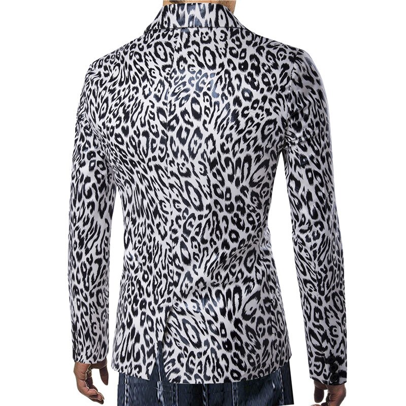 Mode Blazer Mens Casual Leopard Gedrukt Wedding Party Suit Jassen Heren Pak Jassen Kostuums Blazer Masculino XXXL