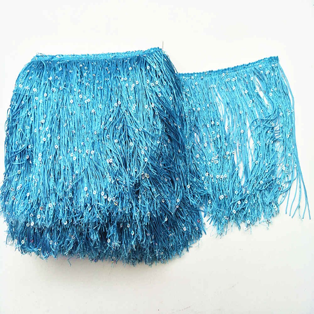 Borlas de lentejuelas/accesorios de pendientes/borlas de seda/accesorios de joyería, materiales de ropa DIY, 20cm/8 pulgadas de ancho, 10 yardas,