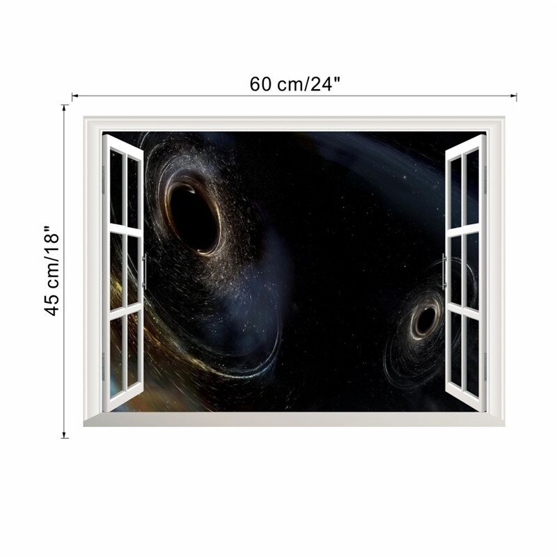 3d Window Outspace Wall Decal Wall Sticker Space Planet Boy Room Black Hole Home Decor Art Poster: 14255