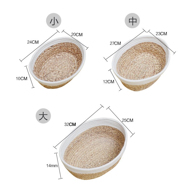 Straw Woven Wicker Storage Basket Folded Storage Basket Simple Storage Basket Toy Sundries Organizer Snack Storage Bucket Closet