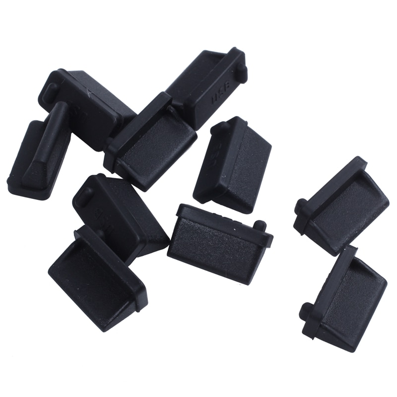 10 pcs Silicone USB port plug dustproof plug stopper protection cap black