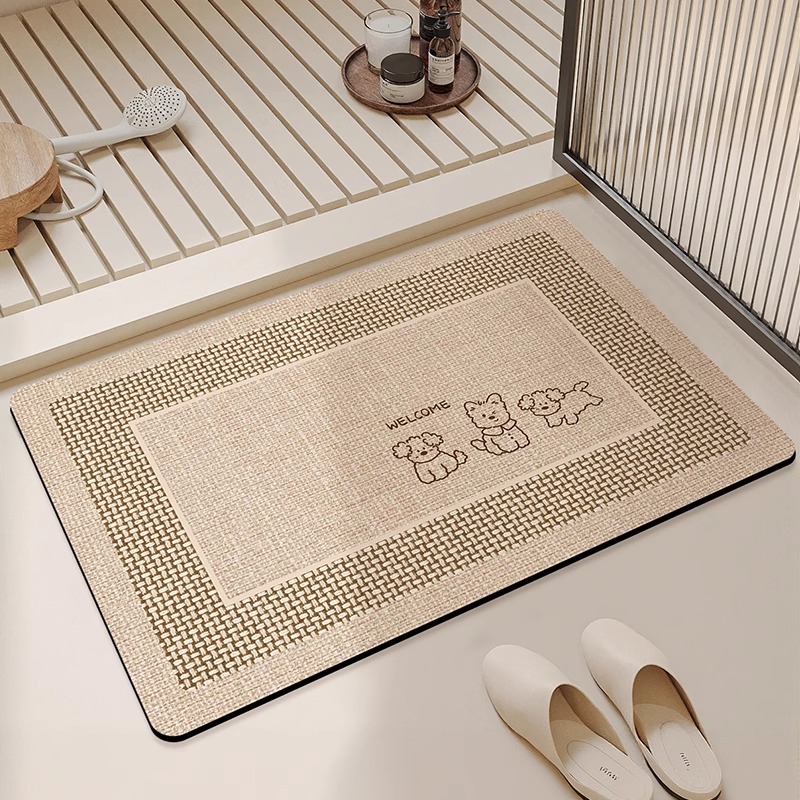 Tapis de sol de salle de bain, boue de diatomée, séchage rapide, tapis de porte de salle de bain, tapis antidérapant domestique, lavabo de toilette, coussinet de pied: 45x70cm / vert clair