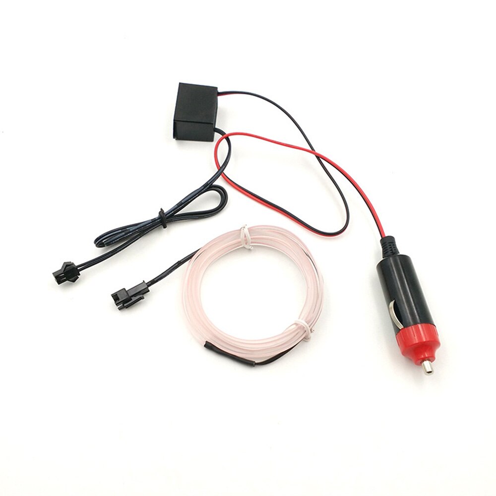 5M Glow EL Wire Cable with 12V Car Driver LED Neon Christmas Dance Party DIY Costumes Clothing Luminous Car Light Decoration: White