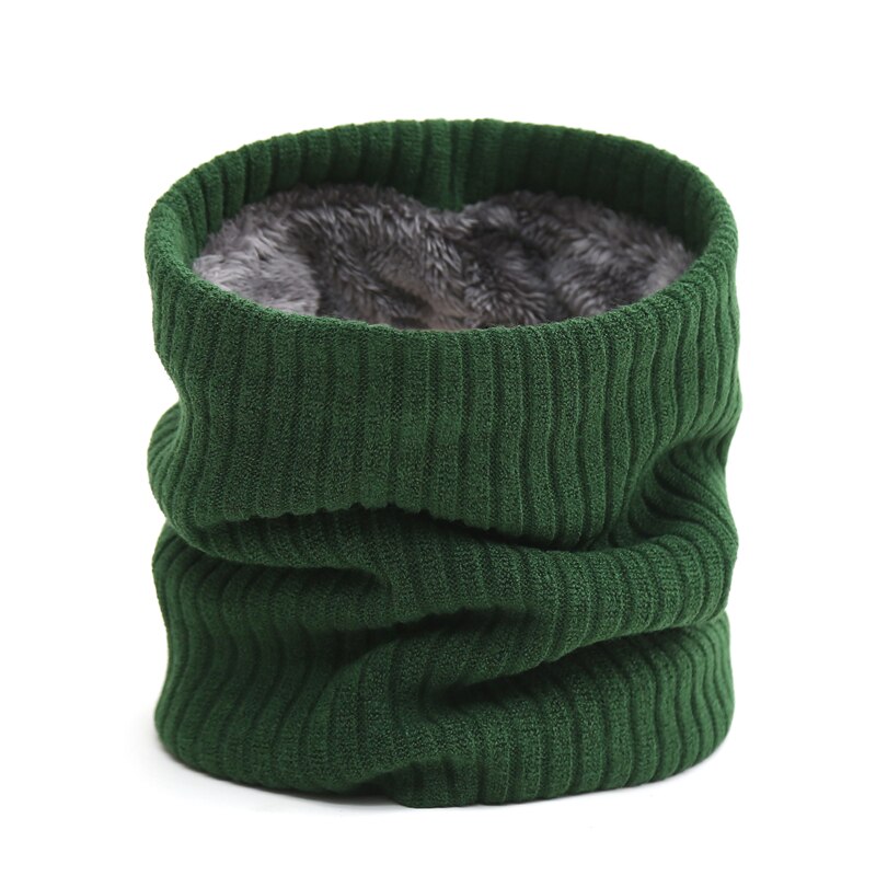 Strik kvinder ring hals tørklæde vinter varm tyk pels bandana bomuld cykel tørklæder unisex mænd cashmere krave wraps: Wb3-9 grønne