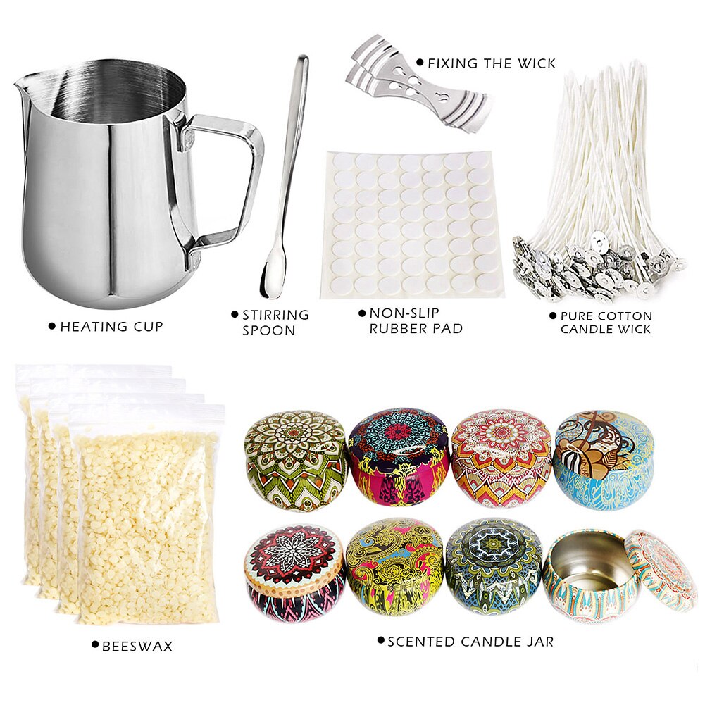 For Beginners DIY Candle Making Kit Scented Complete Craft Tools Heating Cup Easy Use Tins Portable Accessories