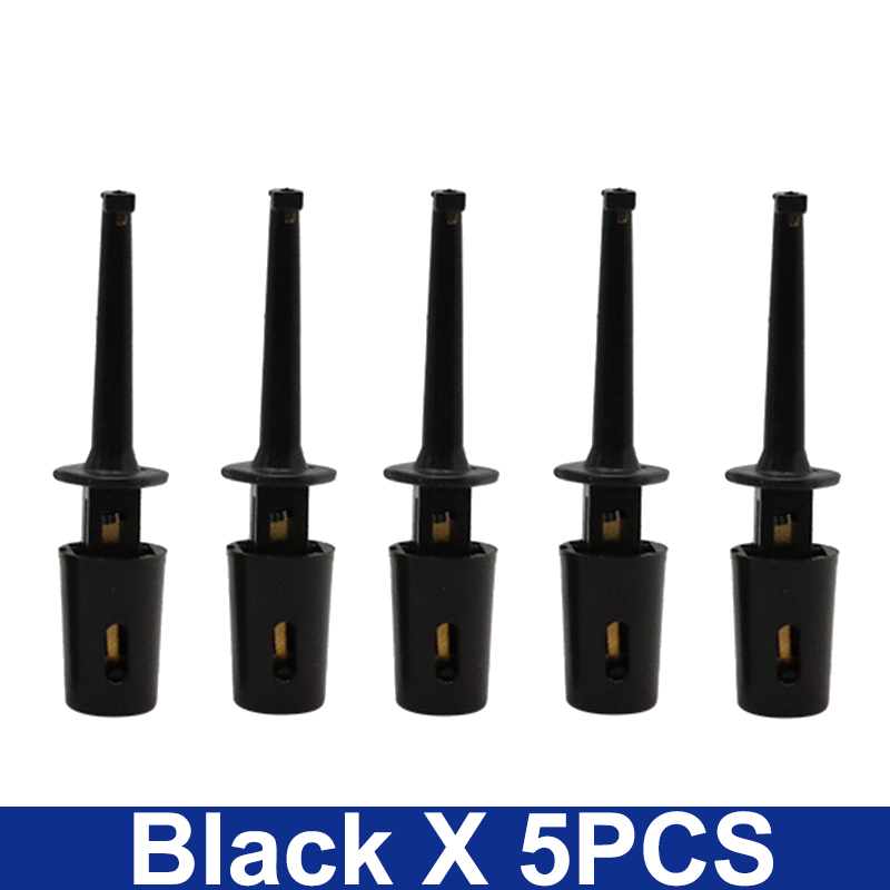 5PCS Mini Single Test Hook Clip Test Probe For Electronic Testing IC Grabber Large Round Crocodile Clip Hook Test Clip: black