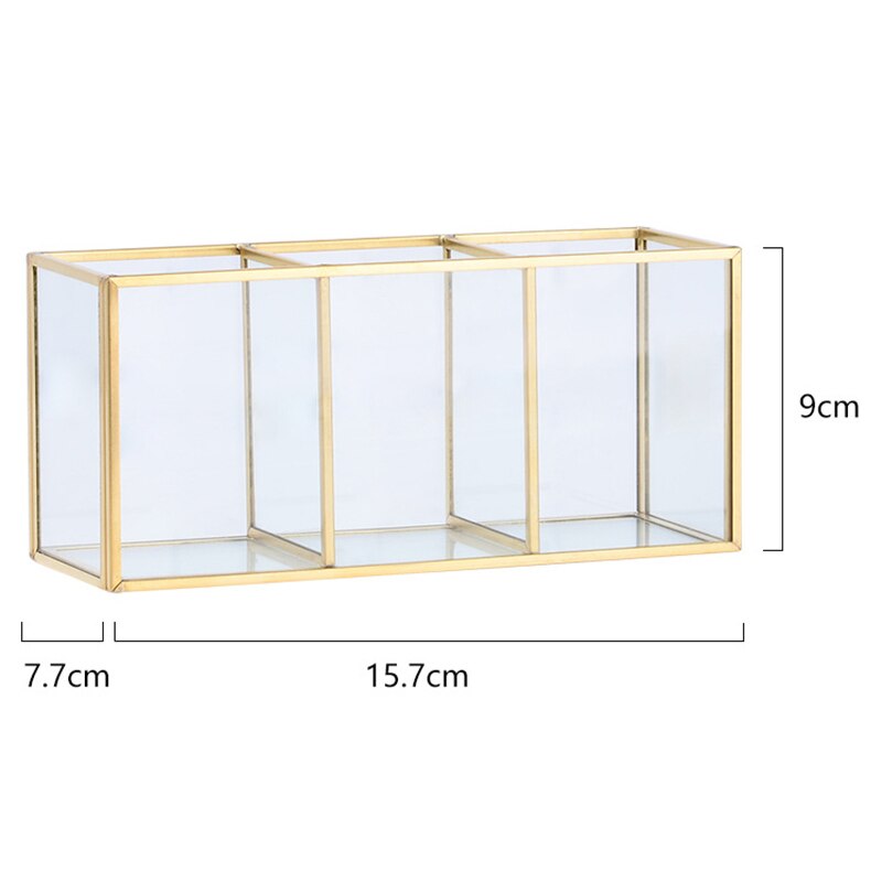 Nordic Painting Grid Glass Flip Tank Box Luxury Modern Cosmetics Storage Container Micro-Landscape Flower Room B