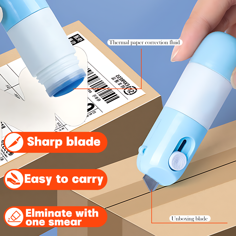 Thermisch papier Correctievloeistof Adresblokkering Gum met intrekbaar mes Pakketdoosopener Anti Peep Identiteitsinformatie