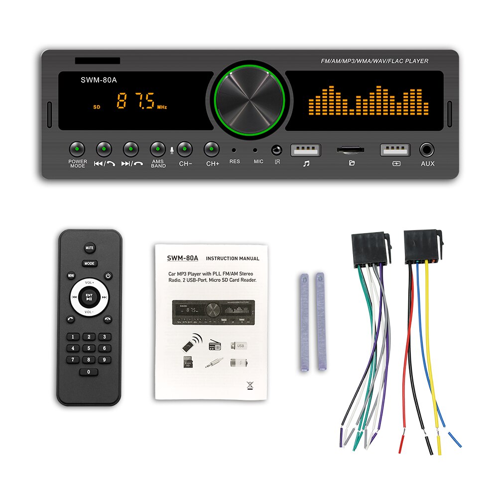 Kebidumei bluetooth autoradio autoradio fm aux-ingang ontvanger sd usb swm -80a 12v in-dash 1 din auto  mp3 multimediaspeler