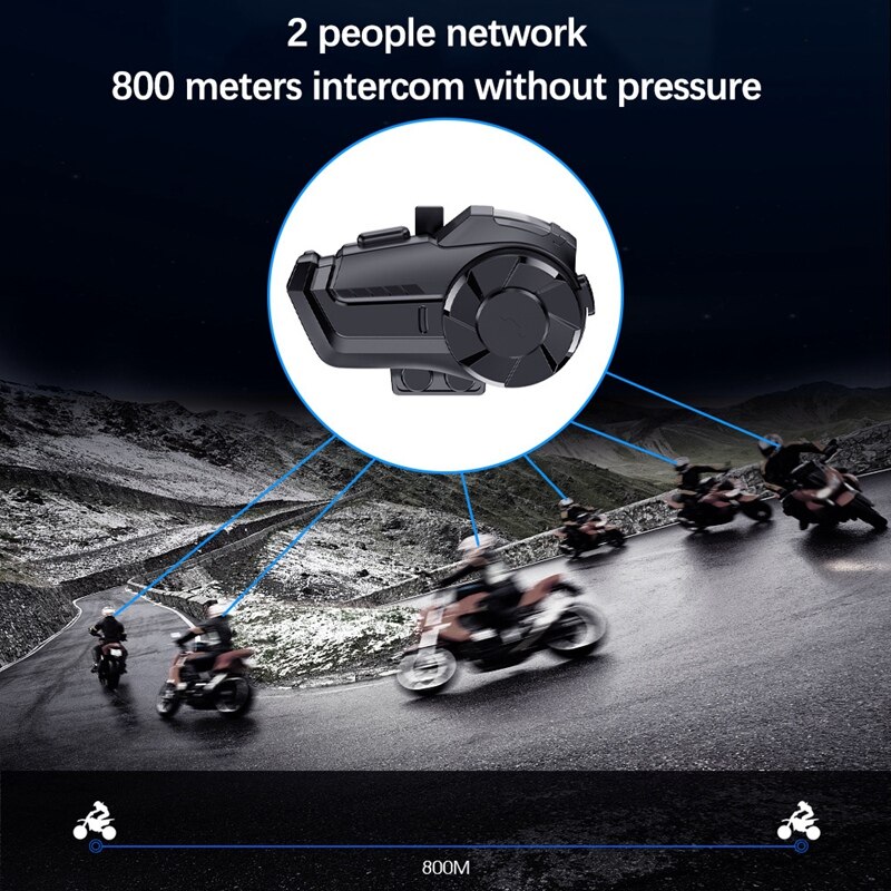 Motorcycle Bluetooth Headset Intercom Interconnection Outdoor Riding Headset Communication With Noise Reduction 800M