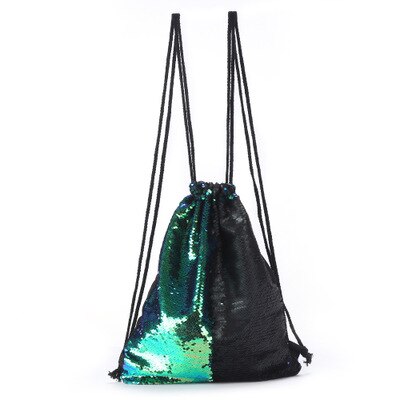 LADSOUL 2019 di Modo Delle Nuove Signore Zaino Sirena A due colori di Paillettes Zaino Delle Signore Colorato Esterno Dello Zaino Drawstring: Black green