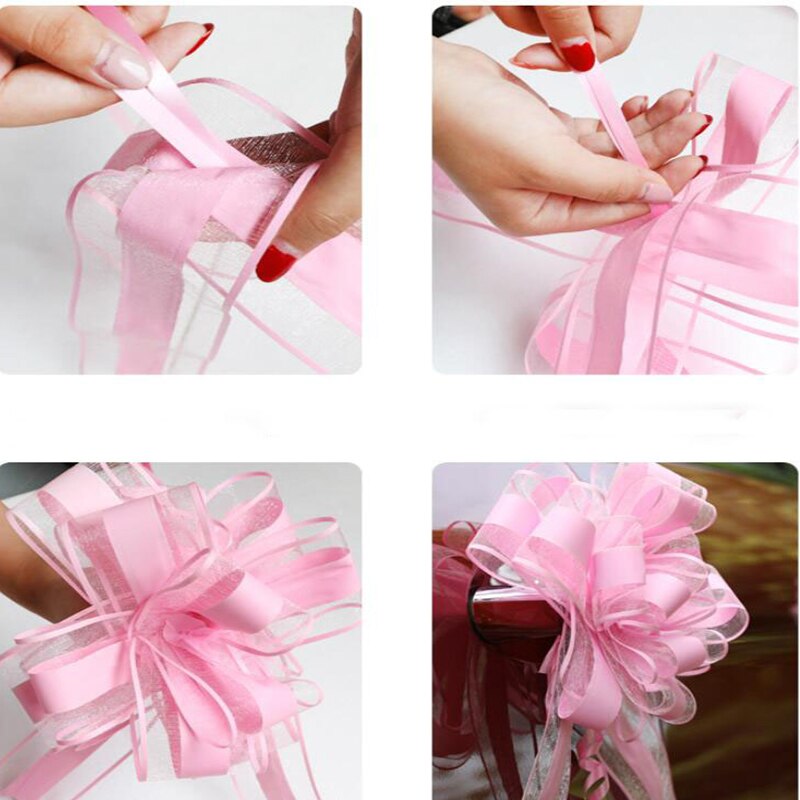 Strik lint snoepkleurige sneeuw garen omwikkeld rand jaar feest bruiloft tas auto familie verpakking decoratief lint