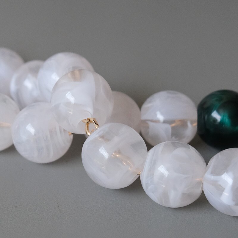Damestas accessoire wit groen acryl hars onderdeel luxe handgemaakte kralen polsband vrouwen vervangende tas handvat cirkel