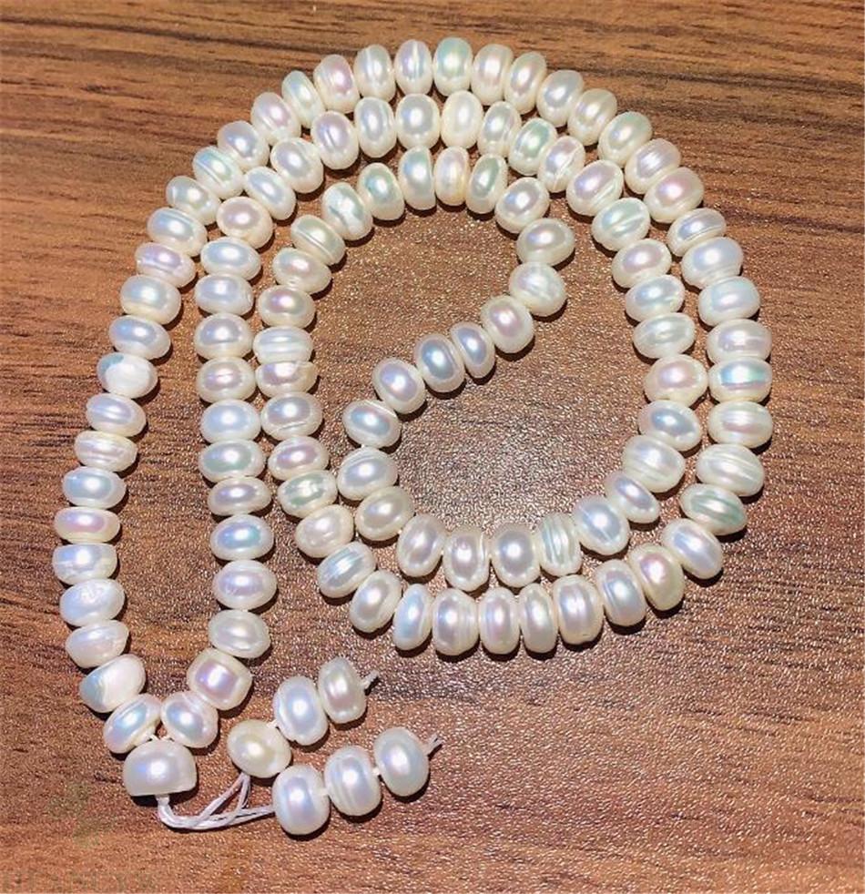 7-8mm Natural Baroque white pear 108 mala Necklace Bracelet Wristband Spirituality Handmade Bless Chic Wrist