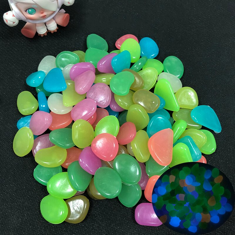 100/200 Stuks Tuin Decoratie Lichtgevende Steen Gloeit In Dark Decoratieve Steentjes Outdoor Aquarium Decoratie Pebble Aquarium: 200pcs / Colorful