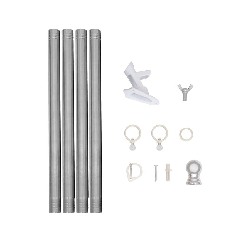 1 Set Wall Mount Flag Pole Porch Yard Flag Pole With Bracket Outdoor Spinning Flagpole Kit Flag Rod Parts: Silver