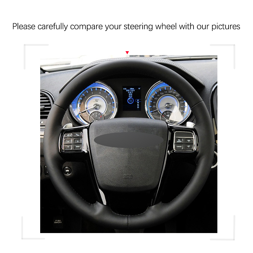 Black Artificial Leather No-slip Car Steering Wheel Cover for Chrysler 300C 200 Grand Voyager Lancia Flavia