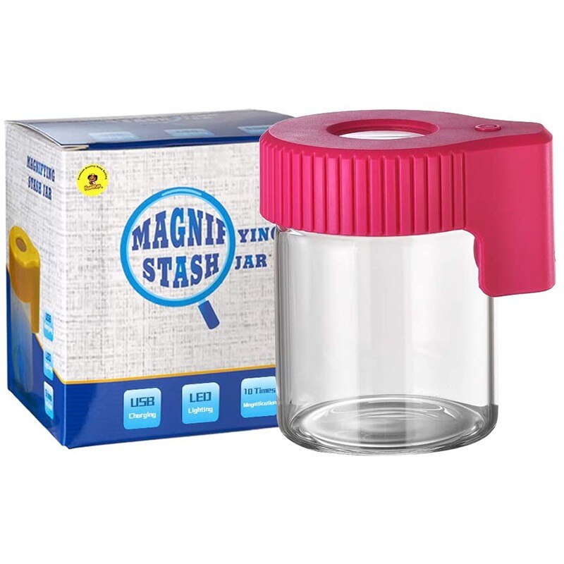 LED glass luminous jar, transparent frosted storage box, storage tank: Burgundy