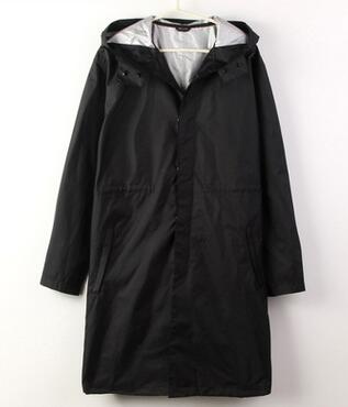 Svart/blå kappa regnrock herr vattentät lång fiske regnkappa herr ponchos jackor chubasqueros impermeables capa de chuva: Svart / Xl