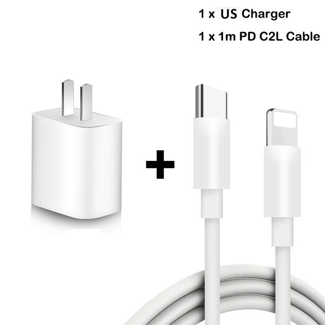 PD 18W 9V/2A USB C Cavo di Ricarica Veloce per il iPhone 12 11 11pro Max Xr Xs 8 più di ipad aria Macbook Adattatore del Caricatore Cavo di Fulmine: cavo con US