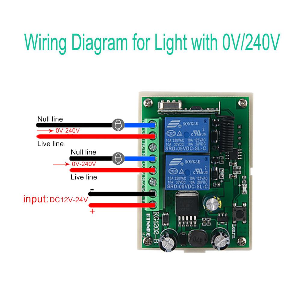 Dc12v 2ch rf trådløs fjernbetjeningskontakt 2- knap sender + modtager 433 mhz velegnet til garage, adgangskontrol